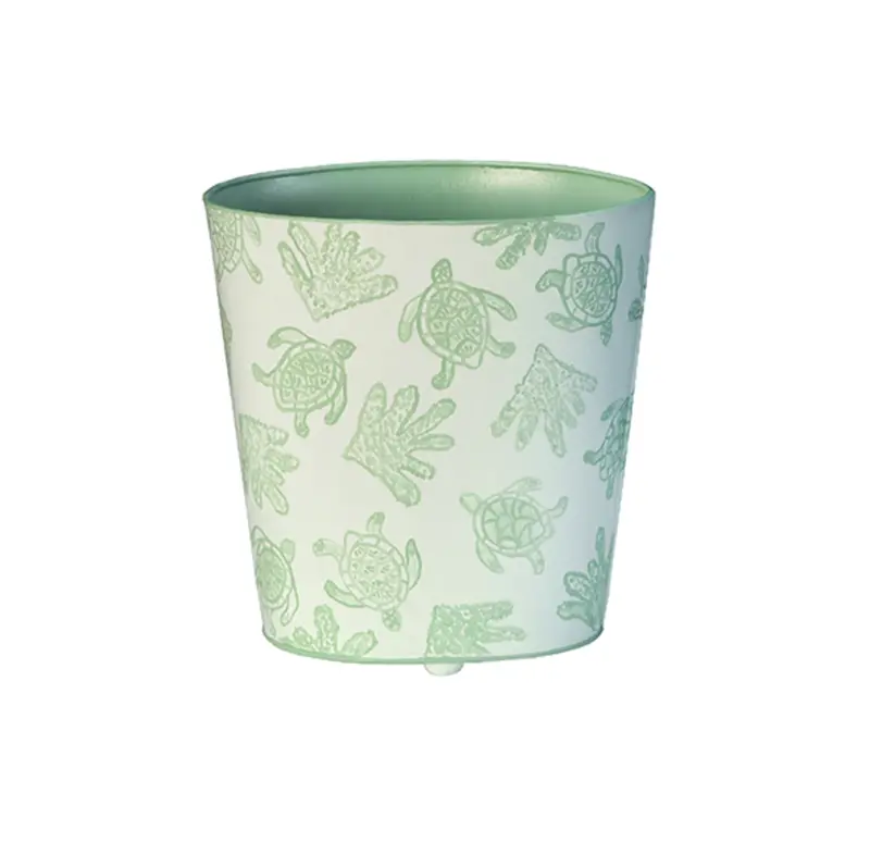 Wastebasket - Turtles Handpainted Oval Metal 1