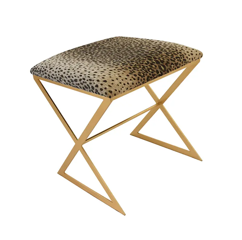 X Side Stool - Cheetah - Gold Or Nickel Frame 2