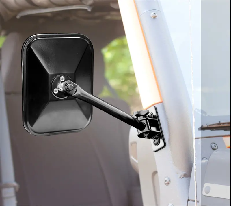 Rugged Ridge Quick-Release Mirror Kit – Rectangular Dual-Mirror Set (Left & Right), Matte Black 1