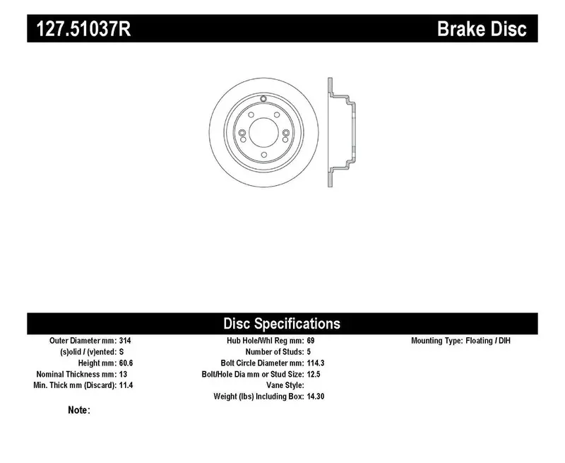 Stoptech 127.51037R Sport Rear Right Drilled And Slotted Brake Rotor 1