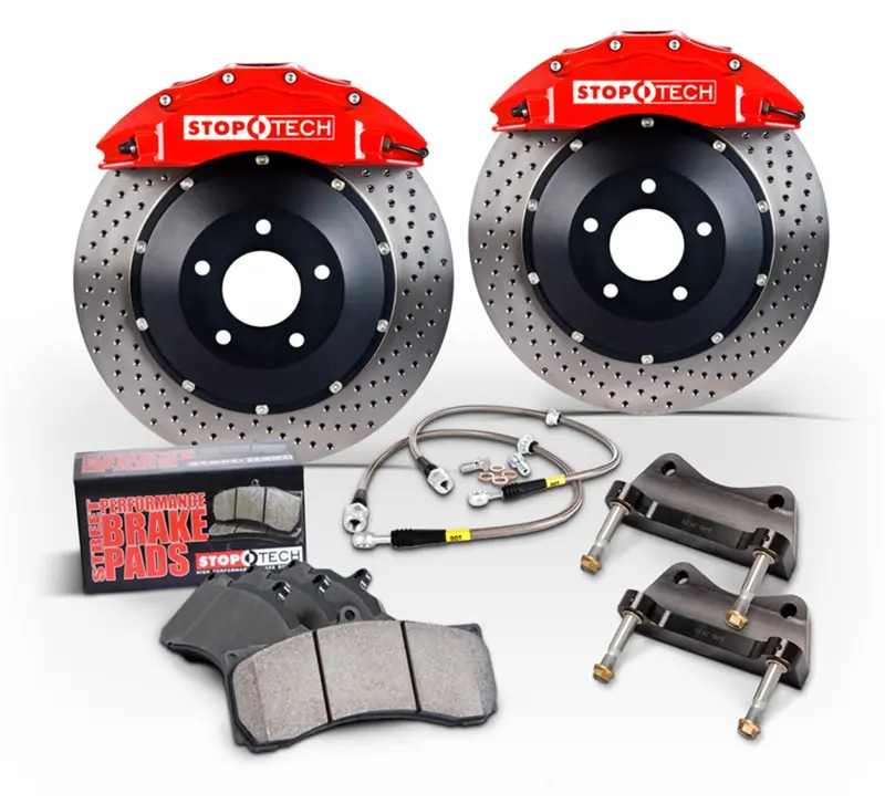 Stoptech Front Big Brake Kit – Black Calipers & Slotted Two-Piece Rotors 1